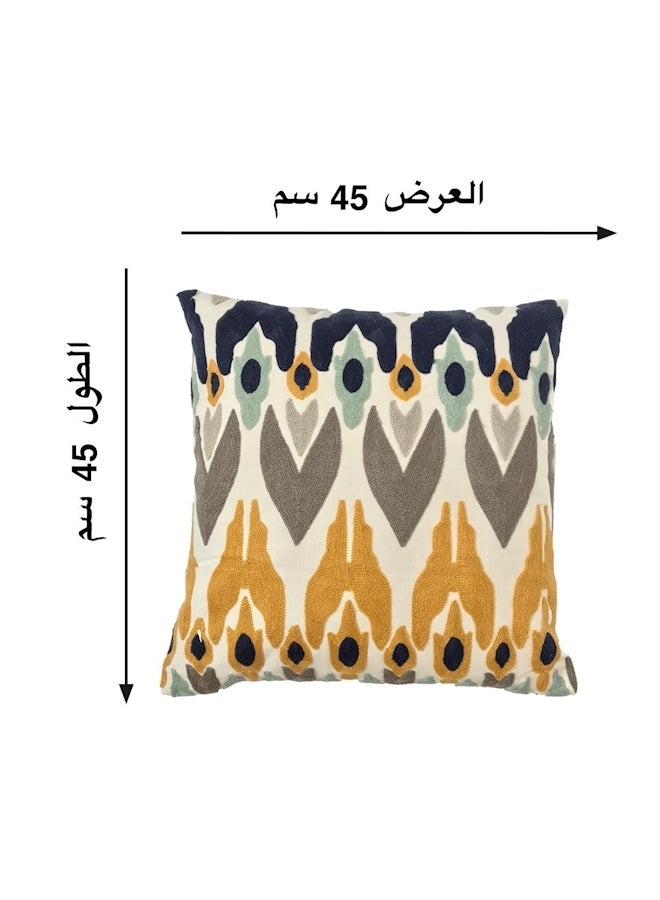 Embroidery Pattern Cushion Cover Yellow/Black/Green - Image 1
