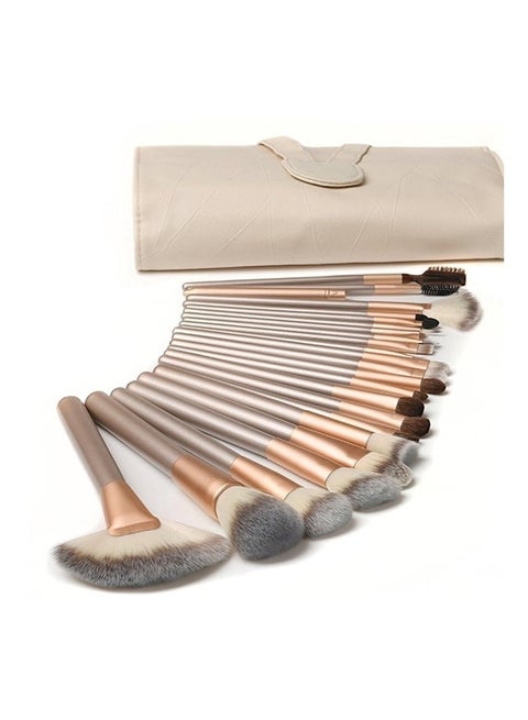 18-Piece Foundation Makeup Brush Tool With Pouch Bag Case Gold