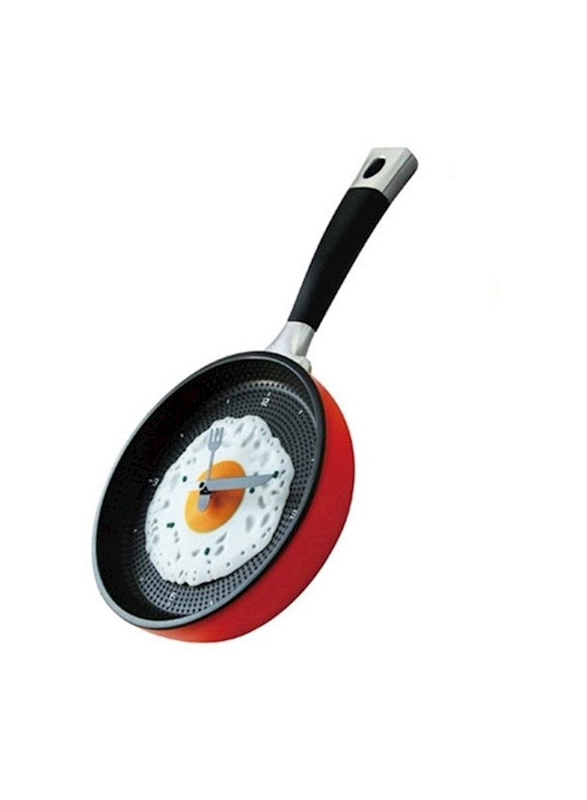 Fry Pan Kitchen Fried Egg Design Wall Clock Multicolour 20.5cm  - Image 1