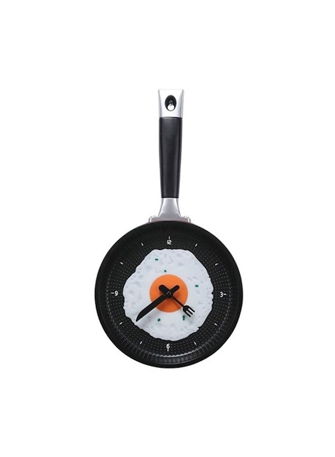 Fry Pan Kitchen Fried Egg Design Wall Clock Multicolour 20.5cm  - Image 2