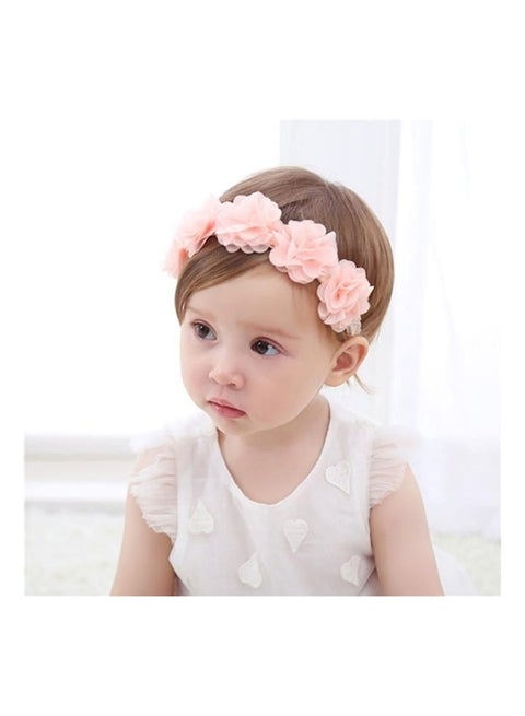 Flower Elastic Headband Pink