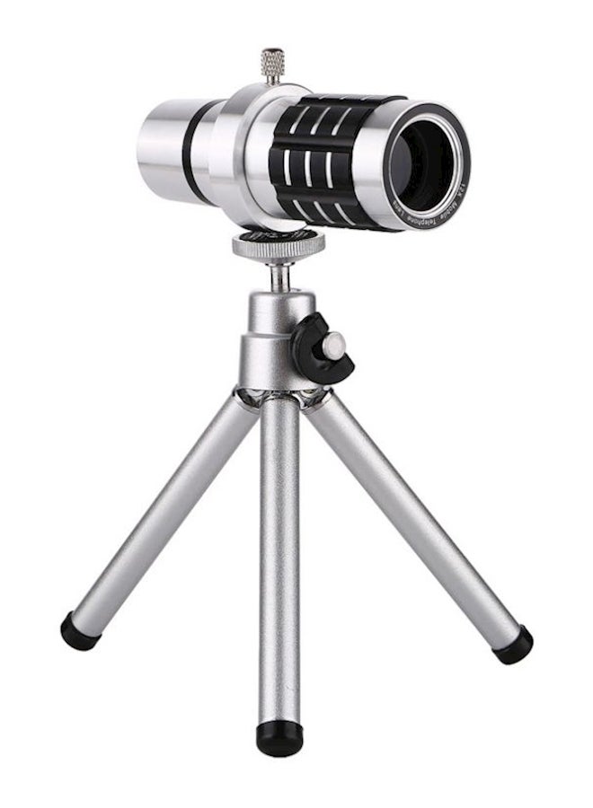 Generic - Mobile Telephoto Lens Kit With Tripod For Apple iPhone 8 Plus Black & Silver - Image 1