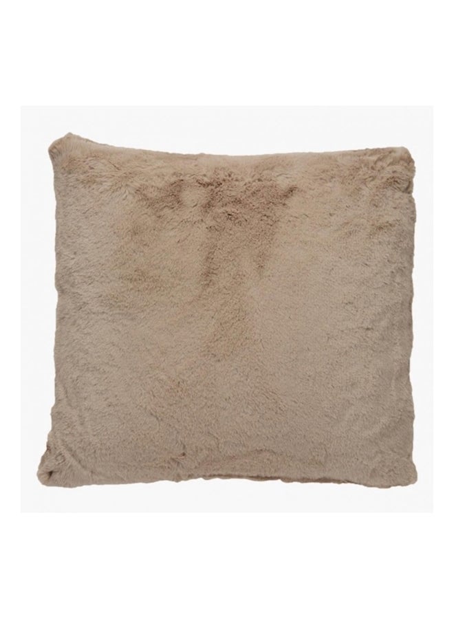 Faux Rabbit Fur Filled Cushion Combination Beige 45x45cm 