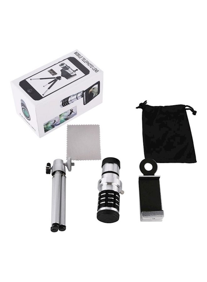Generic - Mobile Telephoto Lens Kit With Tripod For Apple iPhone 8 Plus Black & Silver - Image 1
