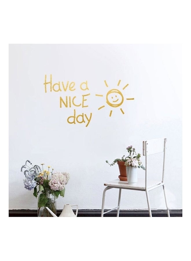 ملصق جداري بتصميم لطيف على شكل شمس وعبارة "Have A Nice Day" ذهبي - Image 3