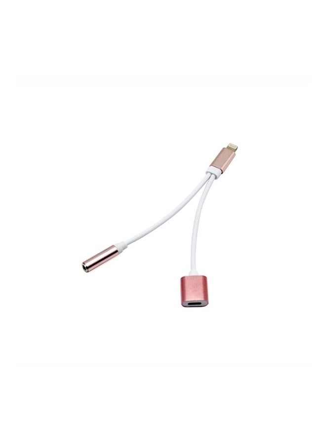 Dc 3.5Mm Interface USB Charge Jack Cables 2-In-1 Audio Interface Headphone Connector Converter Cable For iPhone7/7Plus/iPhone8/iPhone8Plus/iPhone X White/Pink - Image 3