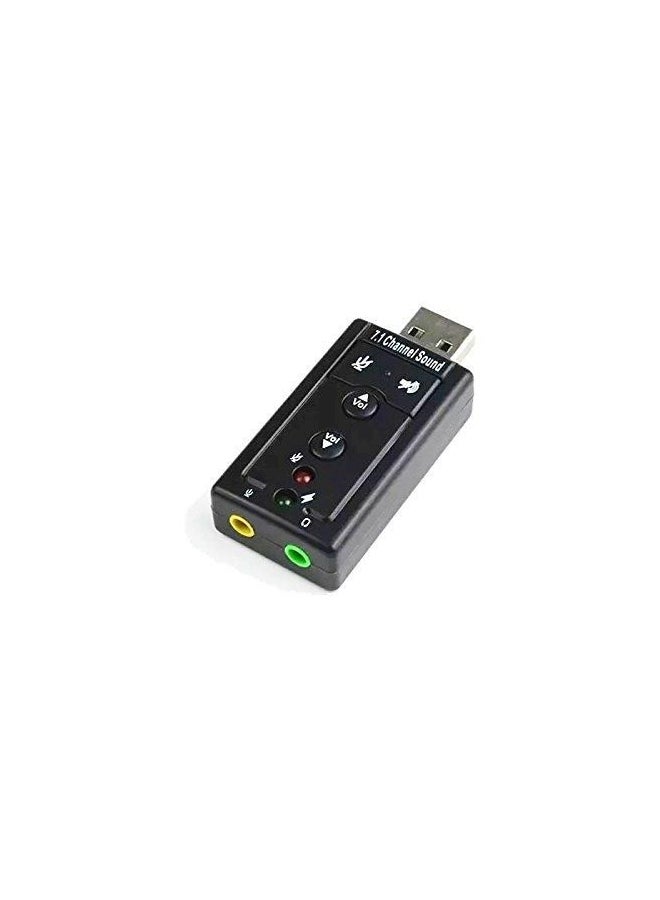 محول لبطاقة الصوت مزود بمنفذ USB لأجهزة الكمبيوتر/ اللابتوب/ إتش بي/ ديل/ آيسر/ توشيبا/ لينوفو أسود - Image 1