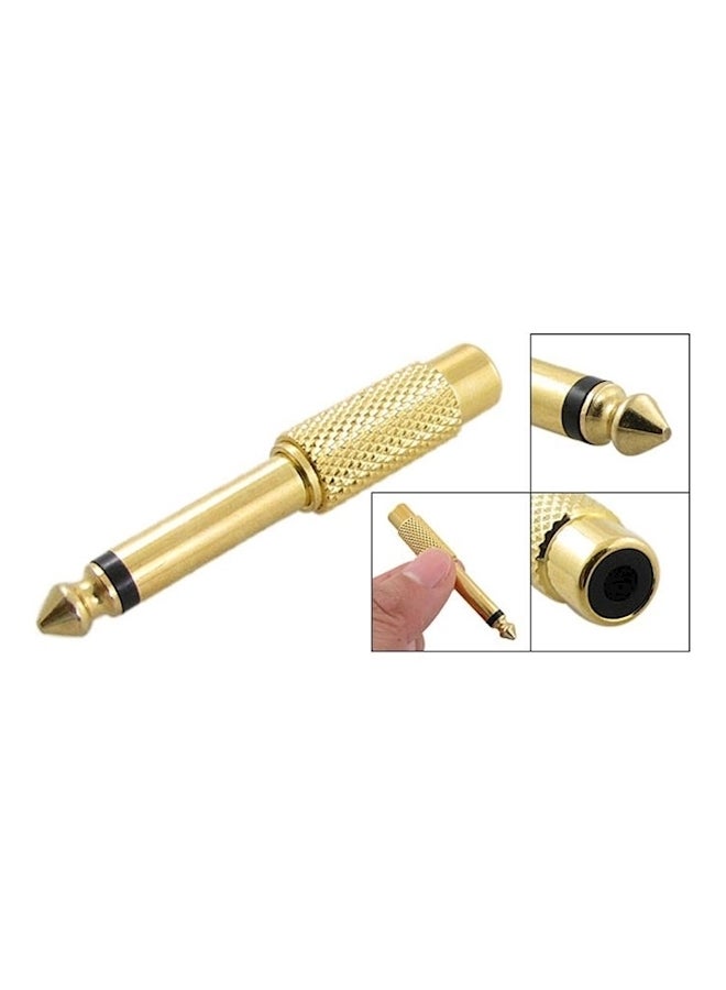 Gold Plated 6.3mm Mono Plug To Female RCA Jack Adapter Converter Stereo Audio Gold  - Image 1