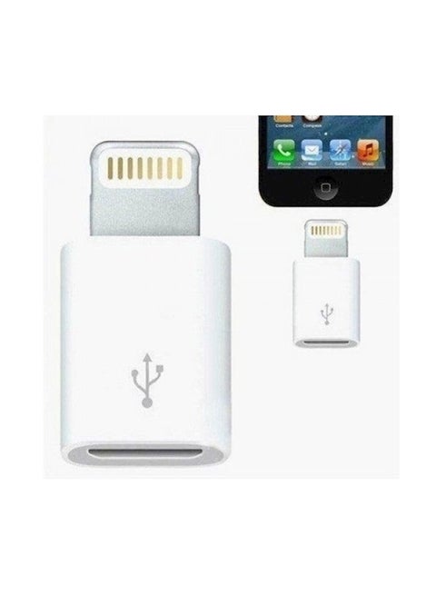 8 Pin Ning Cable To Micro USB Adapter For Apple iPhone White