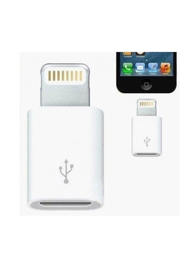 8 Pin Ning Cable To Micro USB Adapter For Apple iPhone White - Image 1