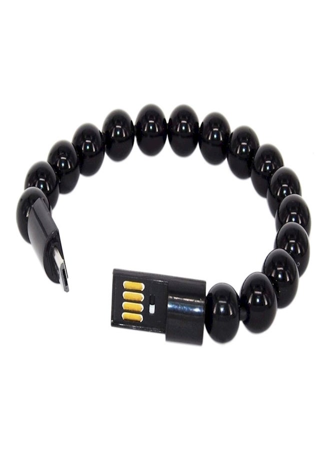 Beads Bracelet Charger Cable MicroUSB Pin To USB Cable For Samsung, Lg, Htc, Nokia Black  - Image 2
