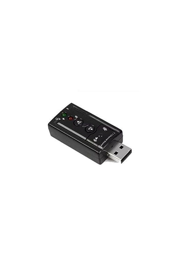 محول لبطاقة الصوت مزود بمنفذ USB لأجهزة الكمبيوتر/ اللابتوب/ إتش بي/ ديل/ آيسر/ توشيبا/ لينوفو أسود - Image 2