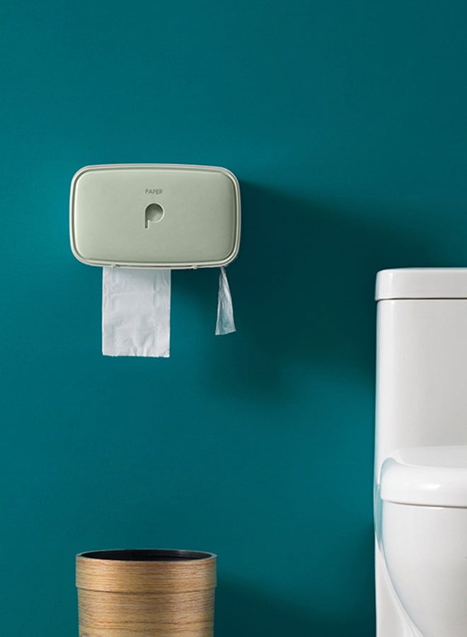 Generic Wall Mounted Toilet Paper Holder Green/White  - Image 2