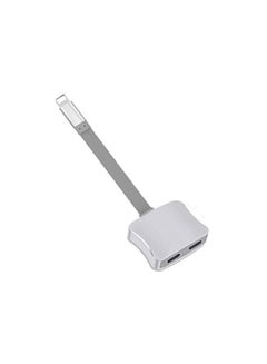 Dual Lightning Audio And Charging Adapter Grey/Silver