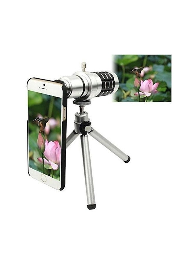 Generic - Mobile Telephoto Lens Kit With Tripod For Apple iPhone 8 Plus Black & Silver - Image 1