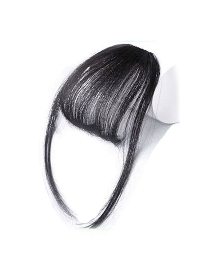 غرة شعر مستعارة من ألياف صناعية أسود - Image 2