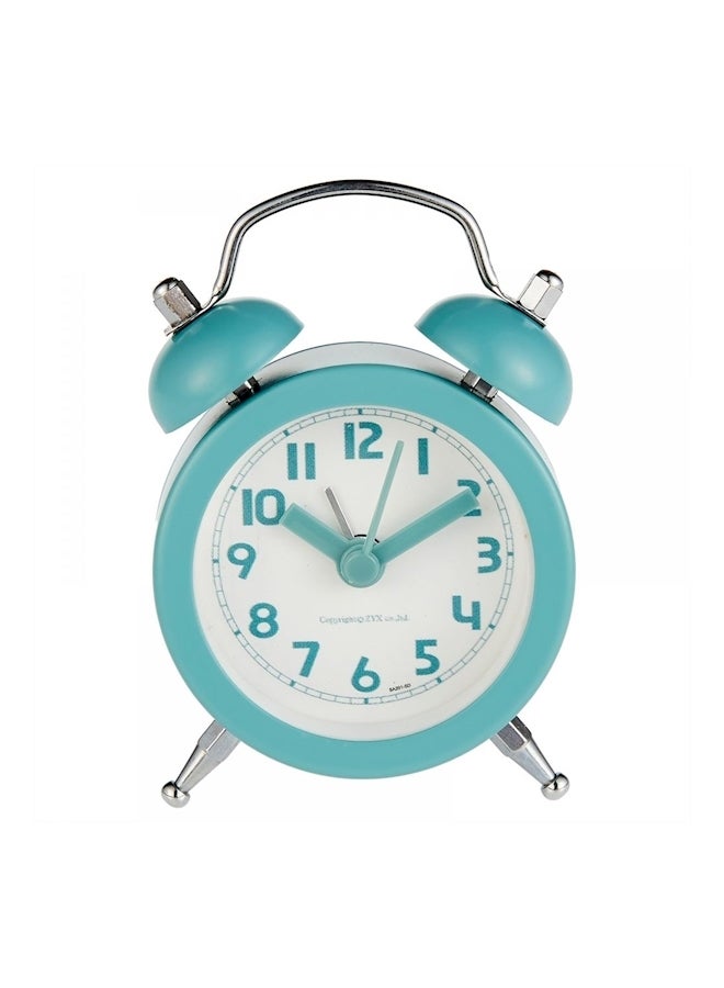 Round Belt Battery Mini Alarm Clock Blue/White  - Image 1
