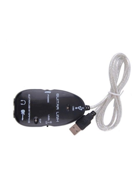 Guitar To USB Interface Link Cable Adapter For Mac/Pc/Recording CD Black