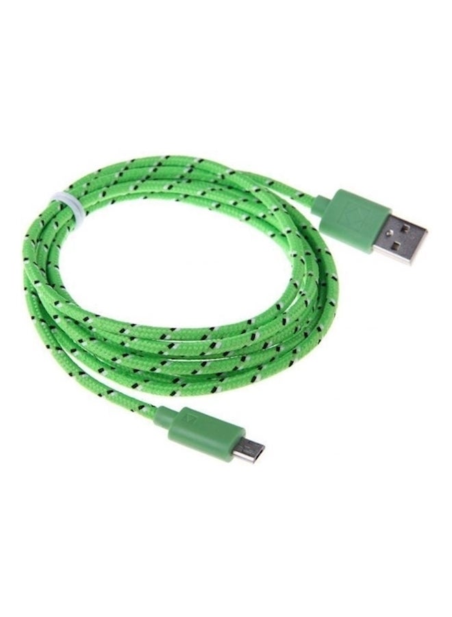 Braided Micro USB Data Sync Charger Cable Cord For Samsung/HTC Green - Image 1