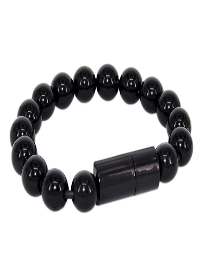Beads Bracelet Charger Cable MicroUSB Pin To USB Cable For Samsung, Lg, Htc, Nokia Black  - Image 1