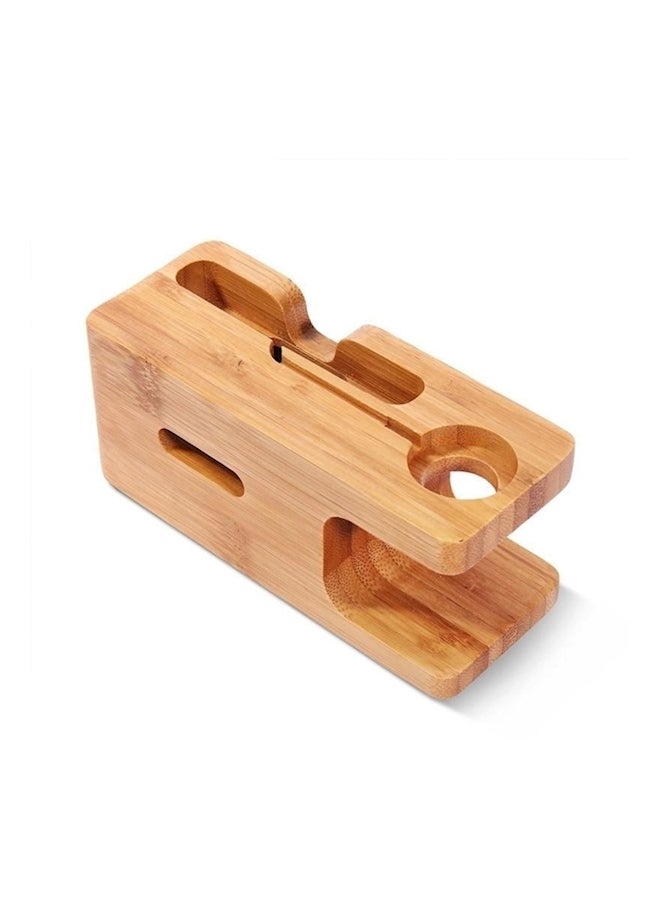 Charging Dock Stand Holder For Apple Watch And Smart Phone Brown - Image 1