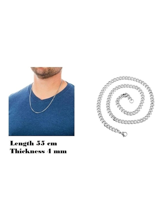 Silver Plated Wide Flat Curb Chain Necklace  - Image 1