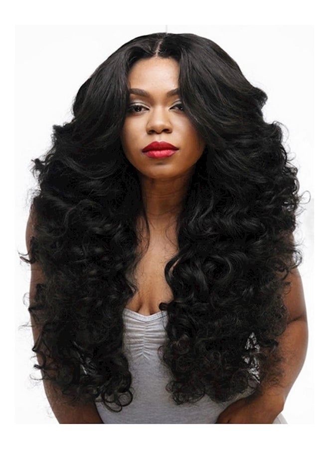 باروكة بشعر طويل مجعد أسود - Image 1