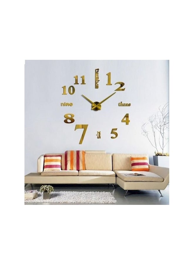 ملصق ساعة حائط كبيرة وثلاثية الأبعاد بنمط أحرف وأرقام مصنوع من الأكريليك، يمكن تركيبه بنفسك ذهبي - Image 1