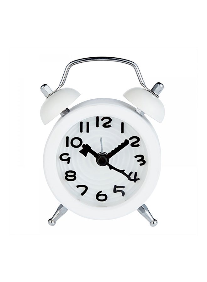 Round Belt Battery Mini Alarm Clock White/Black  - Image 1