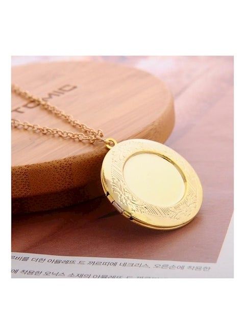18K Gold Plated Flower Round Locket Necklace