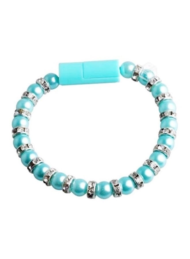 Micro USB Data and Charging Bracelet beads Blue 