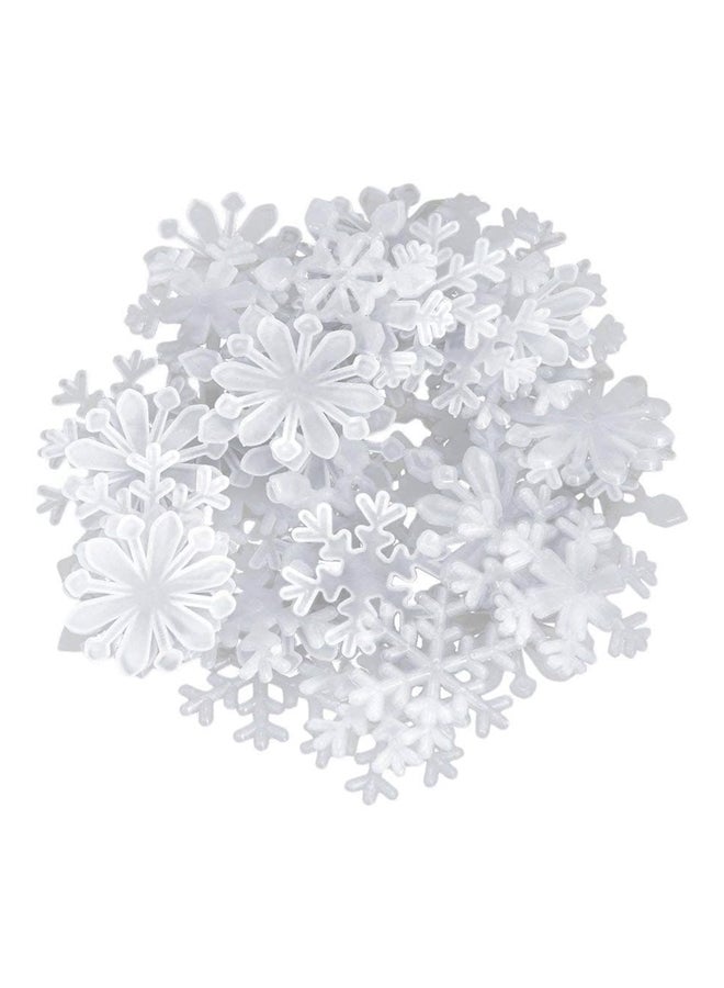 300-Piece 3D Luminous Fluorescent Snowflake Wall Stickers White - Image 1