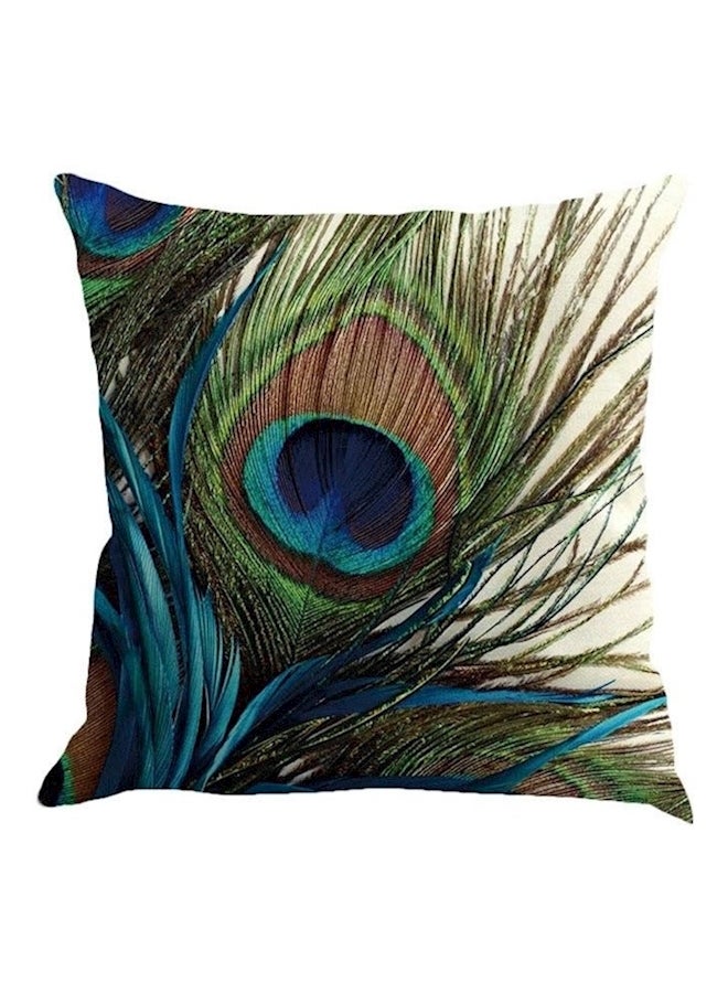 Pea Tail Printed Cushion Cover Green/White/Blue