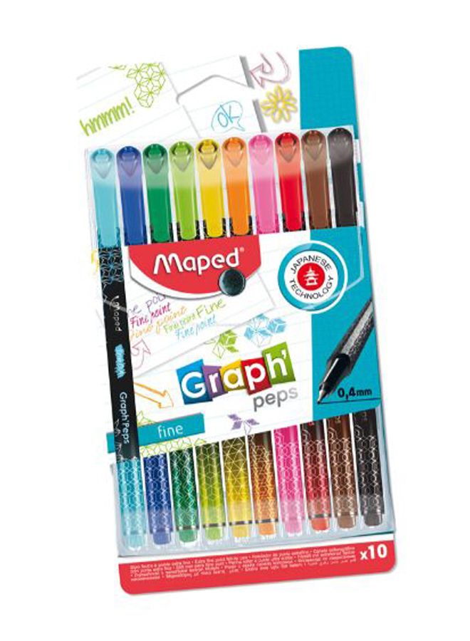 Maped 10-Piece Fineliner Pen Set Multicolour 