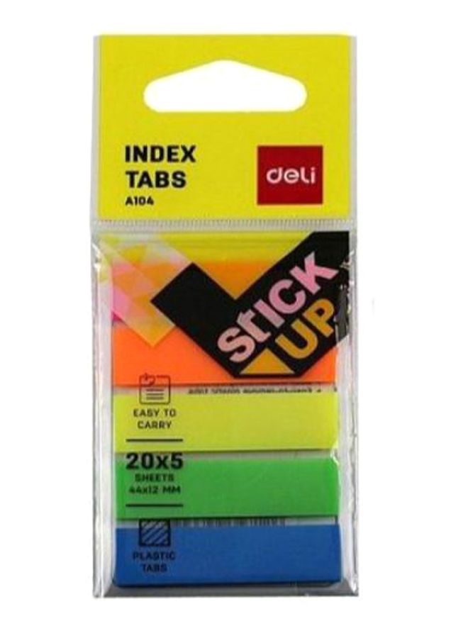 Deli 5 Colour Index Tabs Sticky Note Set 44 x 12 mm,20 Sheets/Color Multicolour