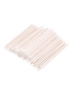 100-Piece Nail Stick Cuticle Pusher Remover Nails Care Tool Beige
