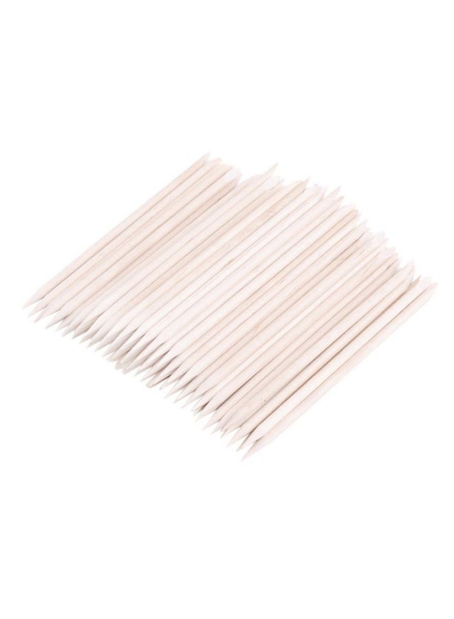 Generic - 100-Piece Nail Stick Cuticle Pusher Remover Nails Care Tool Beige - Image 1