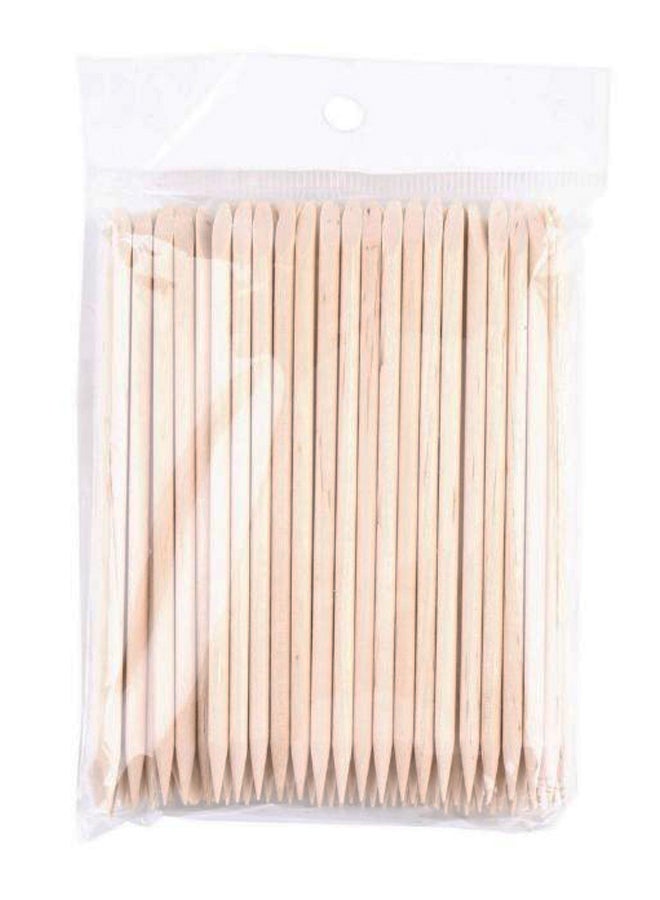 Generic - 100-Piece Nail Stick Cuticle Pusher Remover Nails Care Tool Beige - Image 1