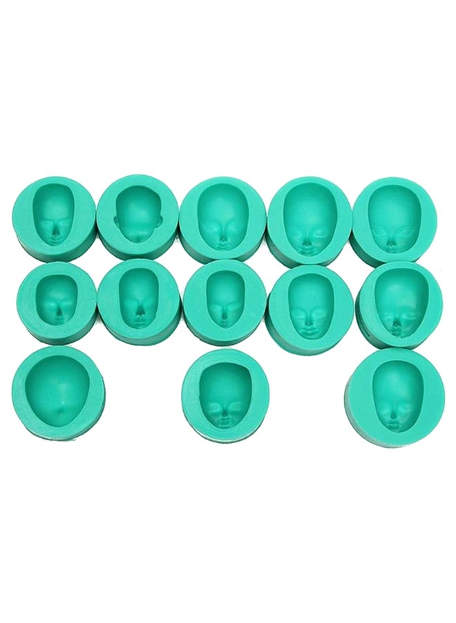 Bluelans Doll Face Silicone Mold Cake Decorating Sugar Fondant Chocolate Baking Tool 3# Green  - Image 1
