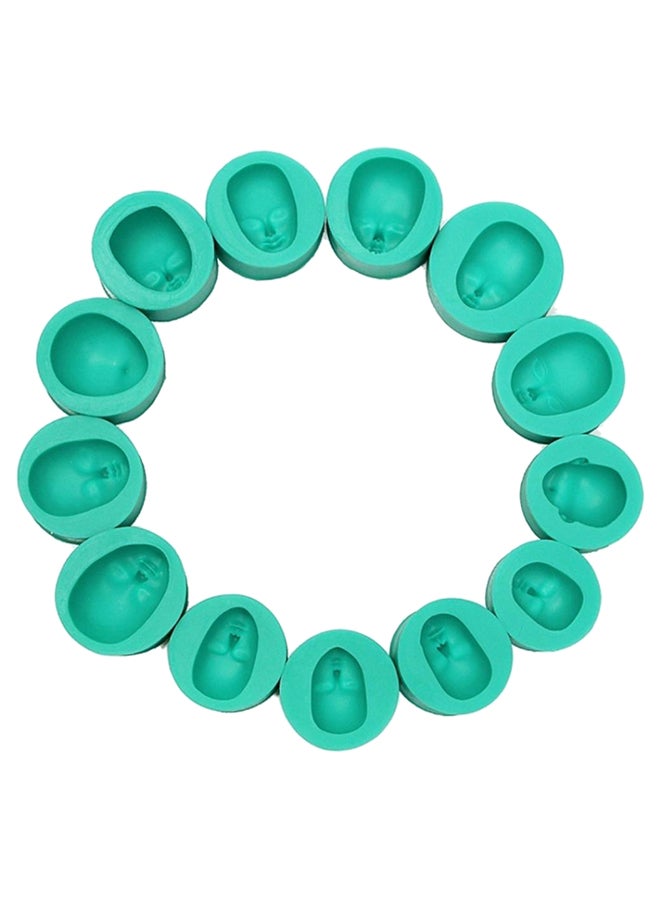 Bluelans Doll Face Silicone Mold Cake Decorating Sugar Fondant Chocolate Baking Tool 3# Green  - Image 2