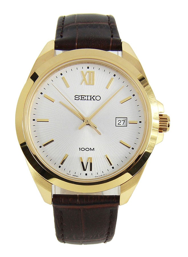 سيكو ساعة يد مستديرة الشكل بعقارب وسوار من الجلد مقاس 42 مم - لون أسود - طراز SUR284P1 men - Image 1