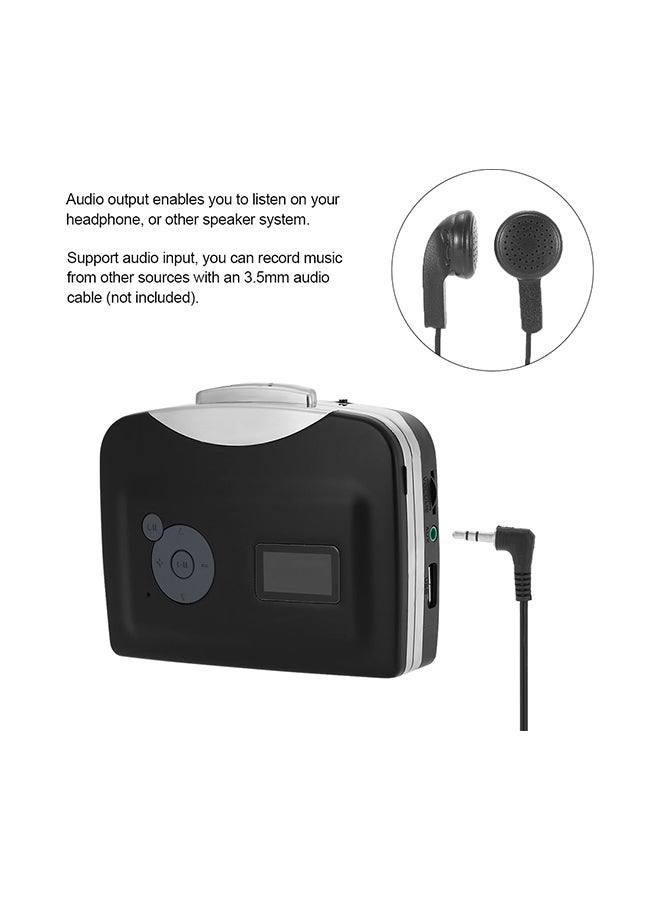 ماركة غير محددة شريط تحويل من شريط كاسيت إلى MP3 مع سماعات أذن V242 أسود/ أبيض  - Image 4