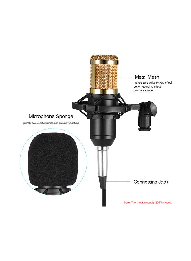 BM800 Wired Condenser Microphone With Sponge Protector V583 Gold/Black/Silver - Image 4