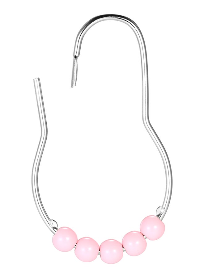 12-Piece Shower Curtain Ring Set Pink 0.085kg  - Image 3