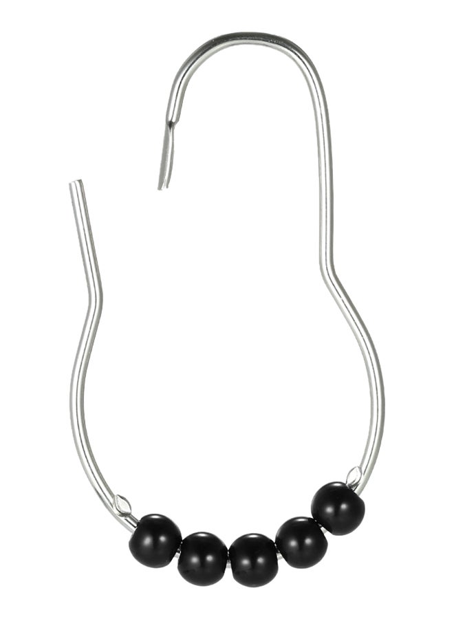 12-Piece Shower Curtain Ring Set Black 0.085kg  - Image 5