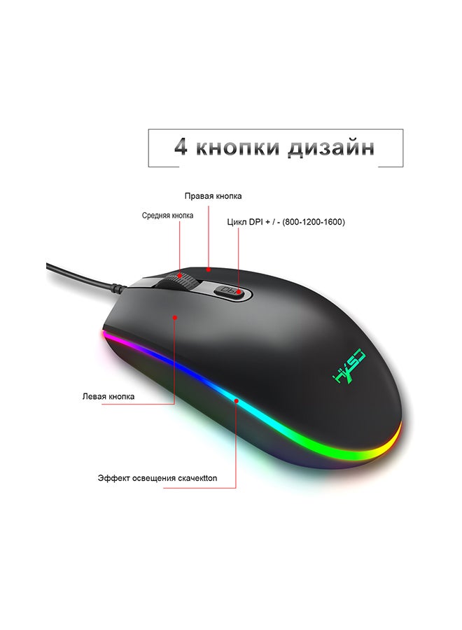 Wired Keyboard With Mouse Set Black