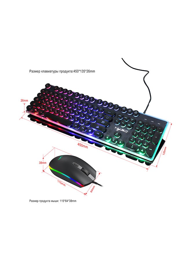 Wired Keyboard With Mouse Set Black