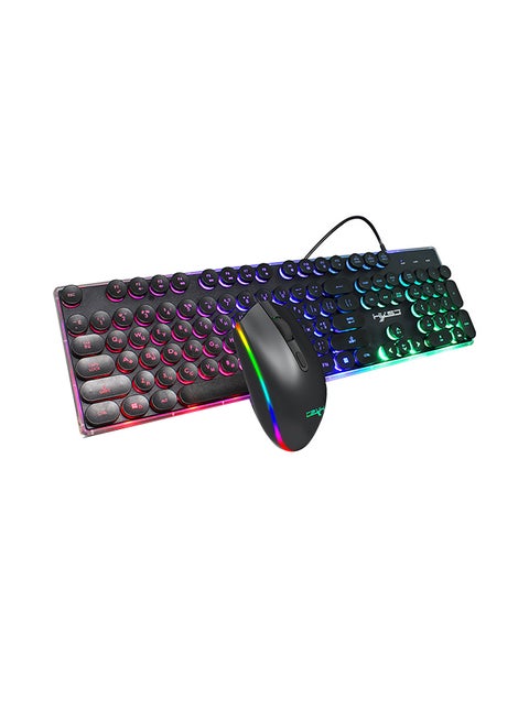 Wired Keyboard With Mouse Set Black