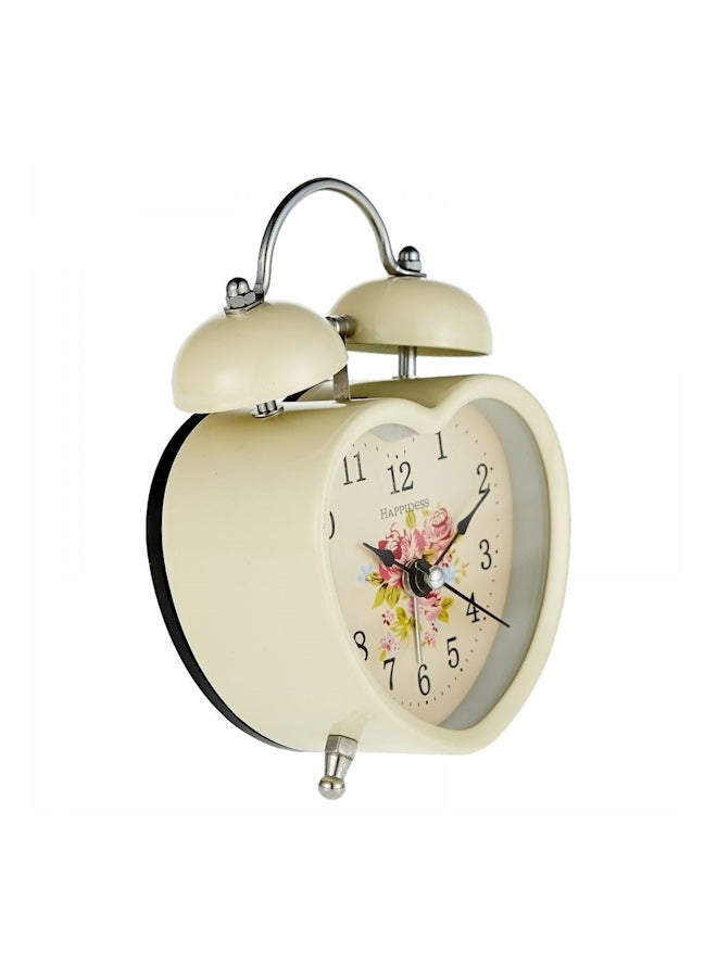 Heart Belt Battery Twin Bell Alarm Clock Beige  - Image 2