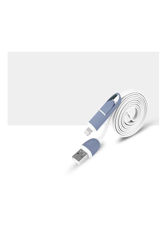 Generic - 2 In1 Micro Usb 8-Pin Lightning Sync Data Charging Cable White - Image 1